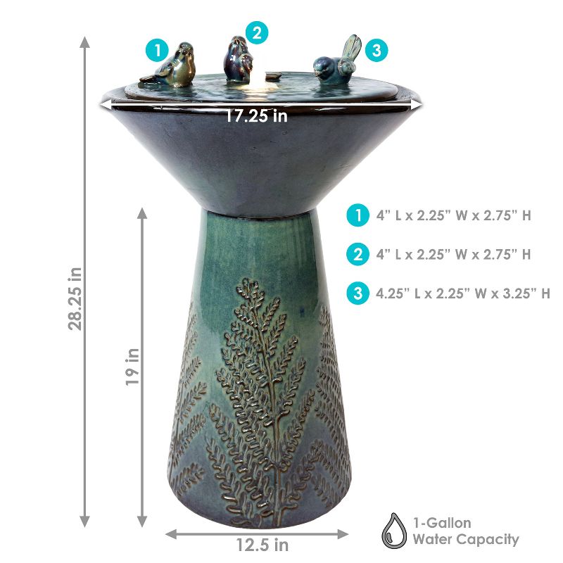 Sunnydaze Gathering Birds Ceramic Outdoor Fountain with LED Lights, 5 of 16
