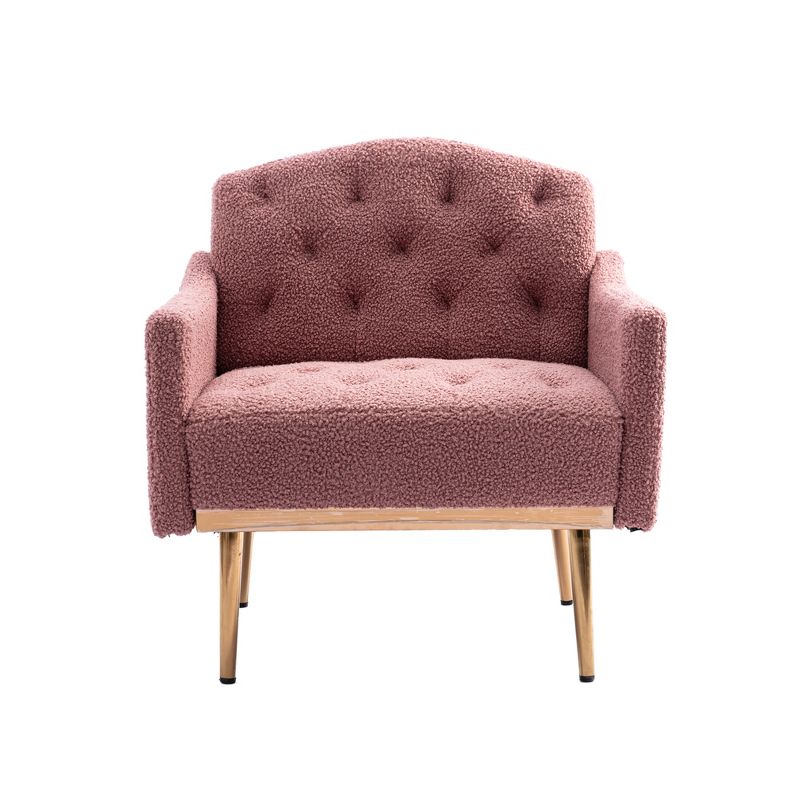 Modern Upholstered Accent Armchair with Tufted Backrest and Rose Golden Feet-ModernLuxe, 4 of 12