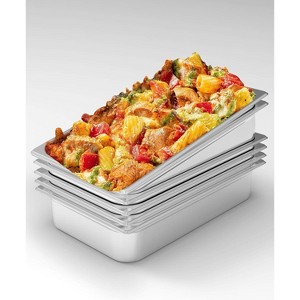 2/4/6 Inch Deeo Full-Size Hotel Pans. Commercial-grade stainless steel with anti-jam design for buffets, catering, and restaurant use - 1 of 4