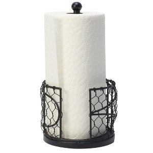 Mikasa Gourmet Basics Farmer's Market Paper Towel Holder, 12.75" - Decorative Iron Countertop Convenience, Black Contemporary Paper Towel Dispenser - 1 of 4