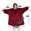 PAVILIA Wearable Blanket Hoodie Adults, Faux Shearling Cozy Oversized Hooded Sweatshirt, Warm Fleece Two Pockets - 4 of 4