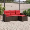 vidaXL 4 Piece Garden Sofa Set with Cushions Brown Poly Rattan - Brown without storage - 2 of 4