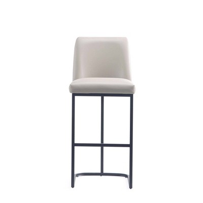Serena Light Grey Leatherette Upholstered Metal Bar Stool