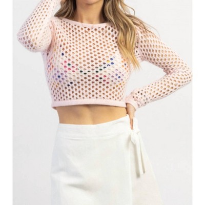 Women's THE JENNA CROCHET CROP TOP - Blue Blush