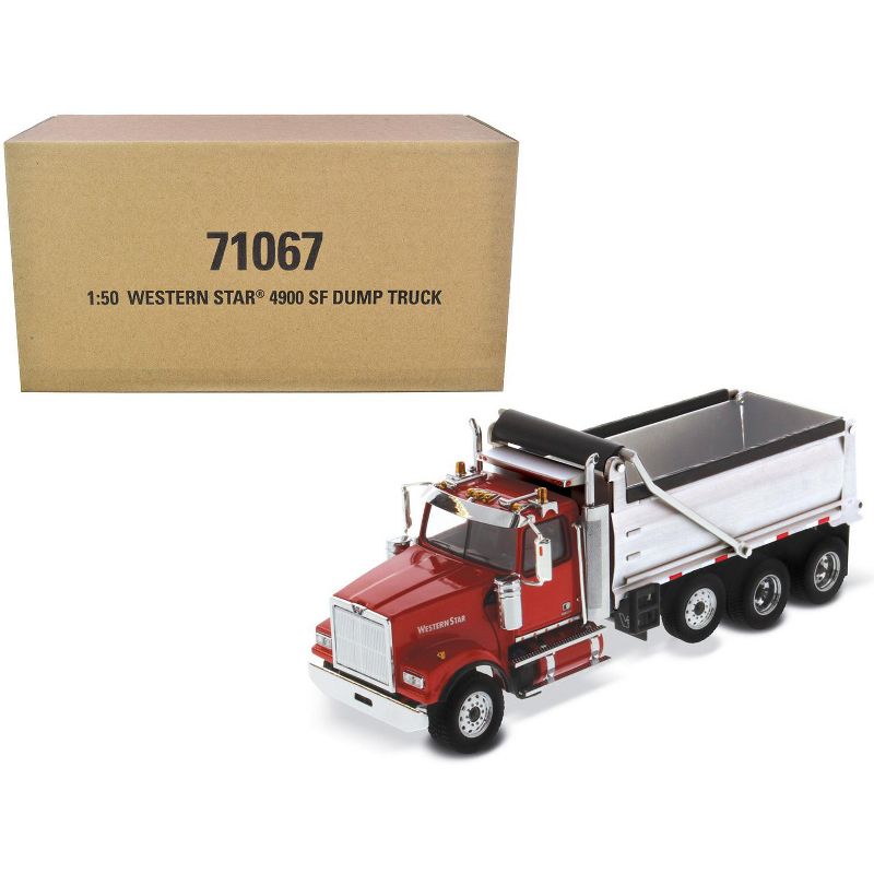Western Star 4900 SF Dump Truck Red and Silver 1/50 Diecast Model by Diecast Masters, 1 of 5