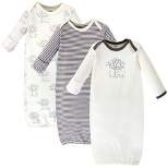 Touched by Nature Baby Organic Cotton Long-Sleeve Gowns 3pk, Birch Tree, 0-6 Months