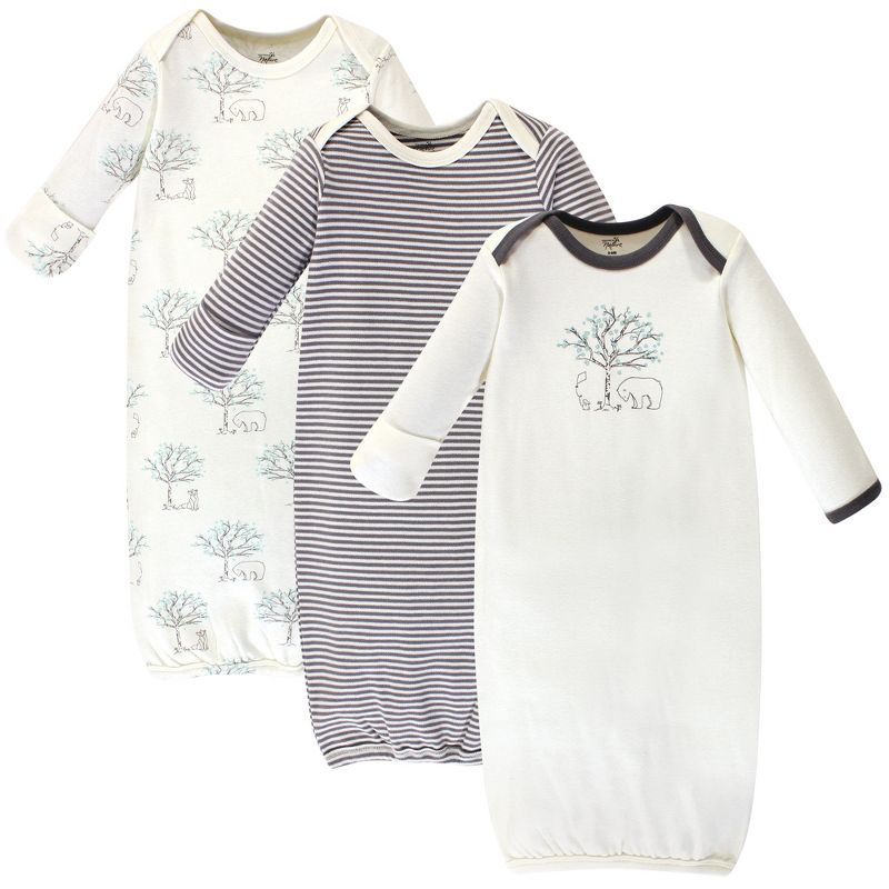 Touched by Nature Baby Organic Cotton Long-Sleeve Gowns 3pk, Birch Tree, 0-6 Months, 1 of 6