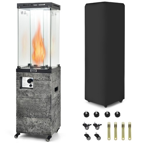 Costway 41,000 Btu Propane Patio Heater Glass Tube Standing Gas Heater W/  Cover Wheels : Target