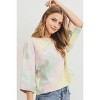 Slickblue Tie-Dye 3/4 Sleeve Round Neck Top, Waist Length, Relaxed Fit Cotton Shirt, Blush Multi, Size S-L - 4 of 4