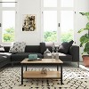 Emma and Oliver Minimalist Industrial Driftwood Finished Engineered Wood Coffee Table with Black Steel Tube Frame and Lower Storage Shelf - 2 of 4