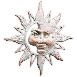 SPI Home Rustic Half Face Sun Wall Plaque – Cast Metal Garden Art for Outdoor or Patio Decor - 1 of 3