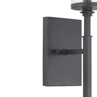 Gresham Transitional Farmhouse 16" Wall Bracket with Seeded Glass, Graphite Finish