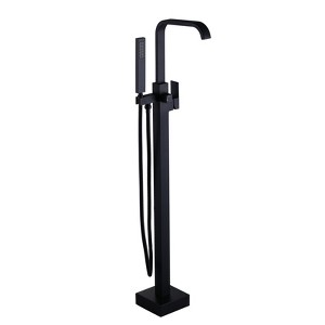 WOWOW Waterfall Single-Handle Freestanding Tub Faucet with Hand Shower,Brass Floor Mounted Tub Filler Faucet in Brushed Nickel - 1 of 4
