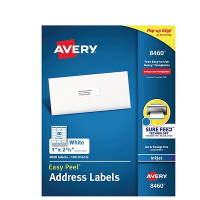 Avery Easy Peel Inkjet Address Labels 1" x 2 5/8" White 30/Sheet 771980