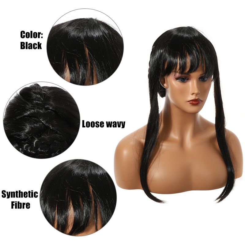 Unique Bargains Women's Wig Straight Hair Wig with Wig Cap 24 Inch Black, 4 of 7