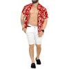 LA LEELA Mens Hawaiian Shirts Short Sleeve Button Down Shirt Men's Tropical Shirts Casual Vacation Party Caribbean Shirts for Men Funny L Leaves, Red - 2 of 4