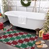GustoWave Christmas Geometric Throw Area Rugs, Non Slip Machine Washable, Green+Red - 3 of 4