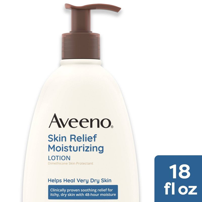 Aveeno Skin Relief Moisturizing Body Lotion with Oat and Shea Butter for Dry Skin, Fragrance Free, 1 of 16