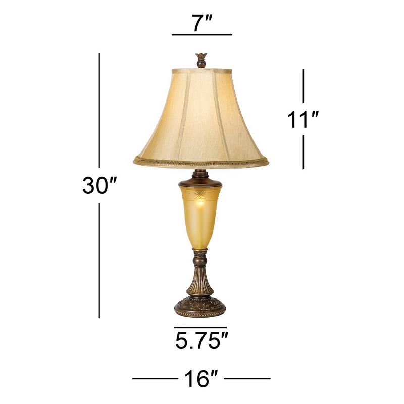 Kathy Ireland Sorrento Traditional Table Lamp 30" Tall Antique Bronze Glass with Nightlight Flared Bell Shade for Bedroom Living Room Bedside Office, 4 of 10