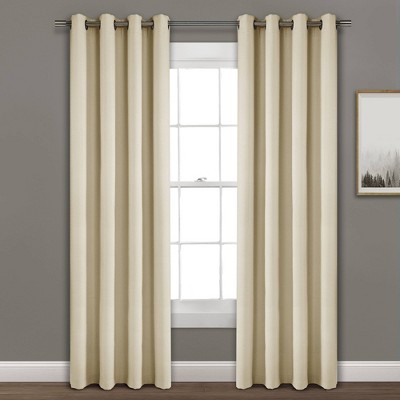 Faux Linen Absolute Blackout Grommet Top Single Window Curtain Panel - Lush Décor
