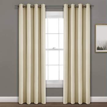 Faux Linen Absolute Blackout Grommet Top Single Window Curtain Panel ...