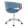 TiramisuBest Mid-Century Modern Blue Fabric Office Chair, Adjustable Height, Swivel, Chrome Base with Casters - 3 of 4