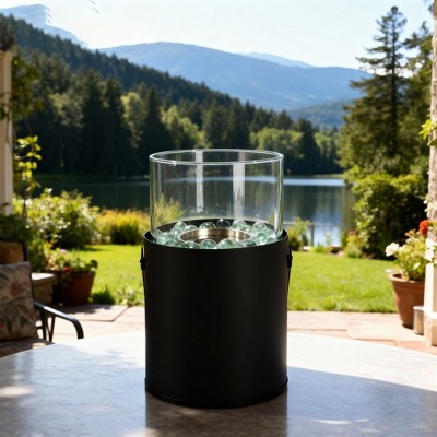 Black Ethanol Tabletop Fire Pit, Mini Portable Fireplace for Indoor or Outdoor Use, Ideal for Garden, Dinner Parties, and Home Decoration