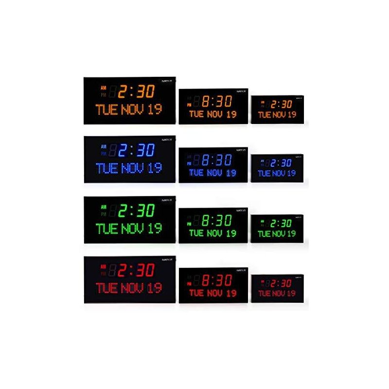 Ivation Large Digital Wall Clock, LED Display with Date, 5 of 6