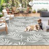 Indoor Outdoor Rugs Bamboo Palm Leaves Weather Resistant  UV Resistant Patio Rug Washable Stain Resistant Non-Slip Patio Carpet - 4 of 4
