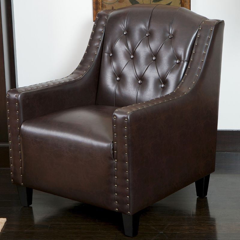 Gabriel Tufted Bonded Leather Club Chair Brown - Christopher Knight Home, 5 of 6