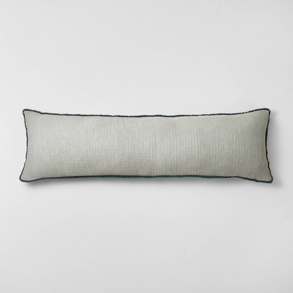 Photos - Pillow Lumbar Textured Chambray Cotton Bed Decorative Throw  Dark Teal Blue