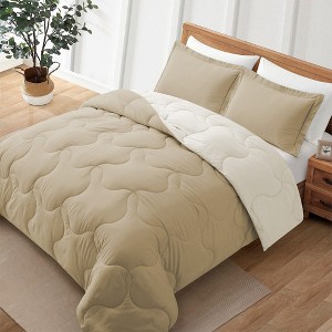 Peace Nest Lightweight Reversible Microfiber Down Alternative Comforter Set - 1 of 4