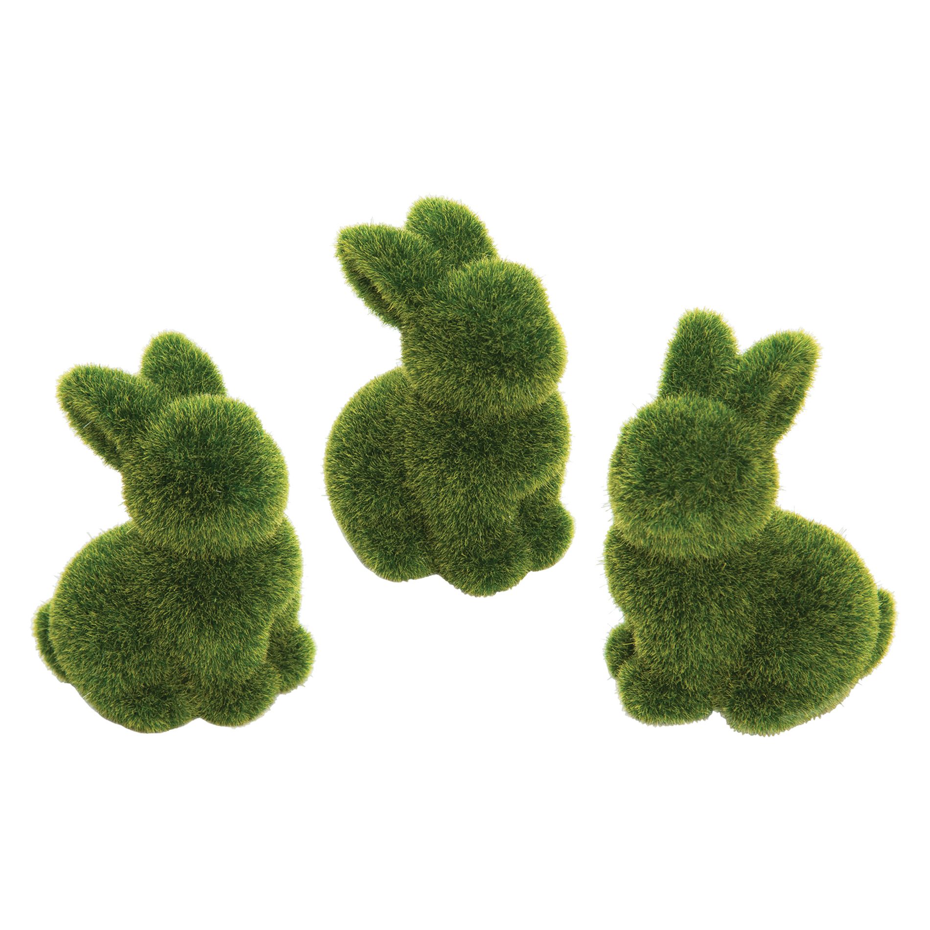 Gallerie II Moss Flocked Trio Set of 3 Easter Bunny Small Figurines