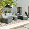 Outdoor Sofa Set, PE Wicker Sofa With Cushions, Sectional Sofa Set for Free Combination, Multifunctional Table and Stools-Coolbibila - 2 of 4