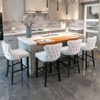 Okak Leisure Style Velvet Upholstered Wing Back Bar Stools Dining Chairs Set of 2, Button Tufted with Wood Legs & Chrome Nailhead Trim - 3 of 4