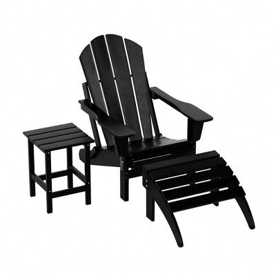 WestinTrends Malibu HDPE Outdoor Patio Folding Poly Adirondack Chair with Ottoman and Side Table (3-Piece)
