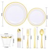 Itopfox 350-Piece Gold Dinnerware Set for 50 Guests Disposable Cutlery Dinner & Dessert Plates, Pre-Rolled Napkins with Silverware for Special Events - 2 of 4