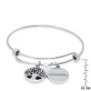 Steeltime Ladies stainless steel "The love of family.....", tree of life and heart shape crystal charm adjustable wire bangle - 3 of 4