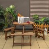 Costway 6-person Round Wooden Picnic Table Outdoor Table w/ Umbrella Hole & Benches - 3 of 4