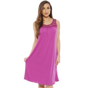 Dreamcrest Women's Silky Soft Nightgown - Elegant Crochet Trim Sleep Dress for Comfortable Nights - 1 of 3