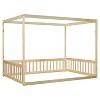 CAVINAS Twin Size Canopy Bed Modern Pine Bed Frame with Guardrail for Bedroom, without Slats - 4 of 4