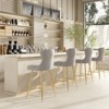 APRILSOUL26.00"Bar Stools Set of 2, Velvet Counter Height Bar Stools with Metal Legs, Button Tufted and Nailheads Trim - 3 of 4