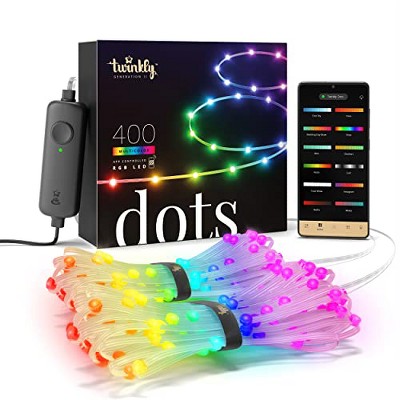 Twinkly Dots App-Controlled Flexible LED Light String with 400 RGB (16 Million Colors) LEDs. 65.6ft Indoor and Outdoor Smart Home Lighting Decor