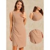 INSPIRE CHIC Women's Sleeveless Boat Neck Ruched Work Office Bodycon Dress - 2 of 4