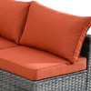 Venice 10pc Wicker Outdoor Patio Furniture Set Conversation Sofa with a Metal Fire Pit, Swivel Chair and Cushions - 3 of 4