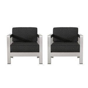 Christopher Knight Home Aviara Outdoor Modern Aluminum Club Chair with Cushions (Set of 2) - 1 of 4