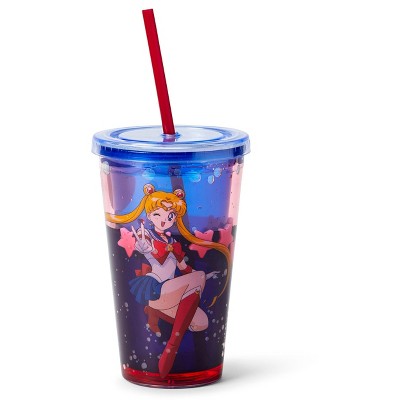 Just Funky Sailor Moon Luna And Artemis Glitter Tumbler With Lid