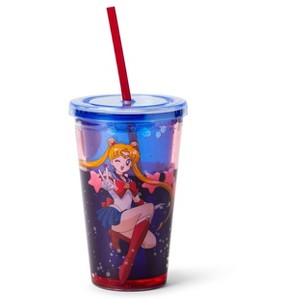 Just Funky Sailor Moon Confetti Plastic Tumbler Cup With Lid & Straw | Holds 16 Ounces - 1 of 4