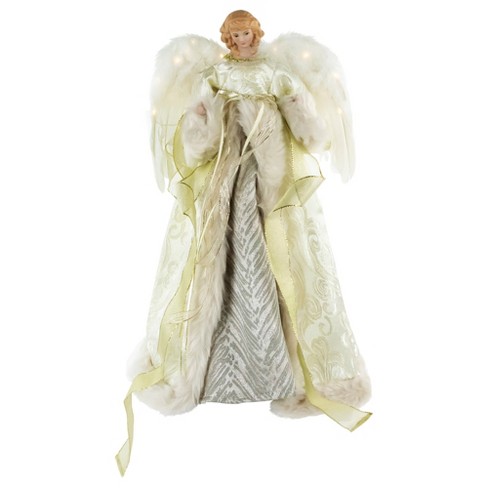 Vickerman 12 White & Gold Lighted Angel Tree Topper : : Home