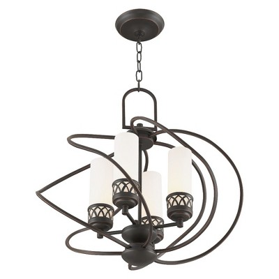 Elegant Mini 4-Light Chandelier with Brushed Nickel Finish and Satin White Glass
